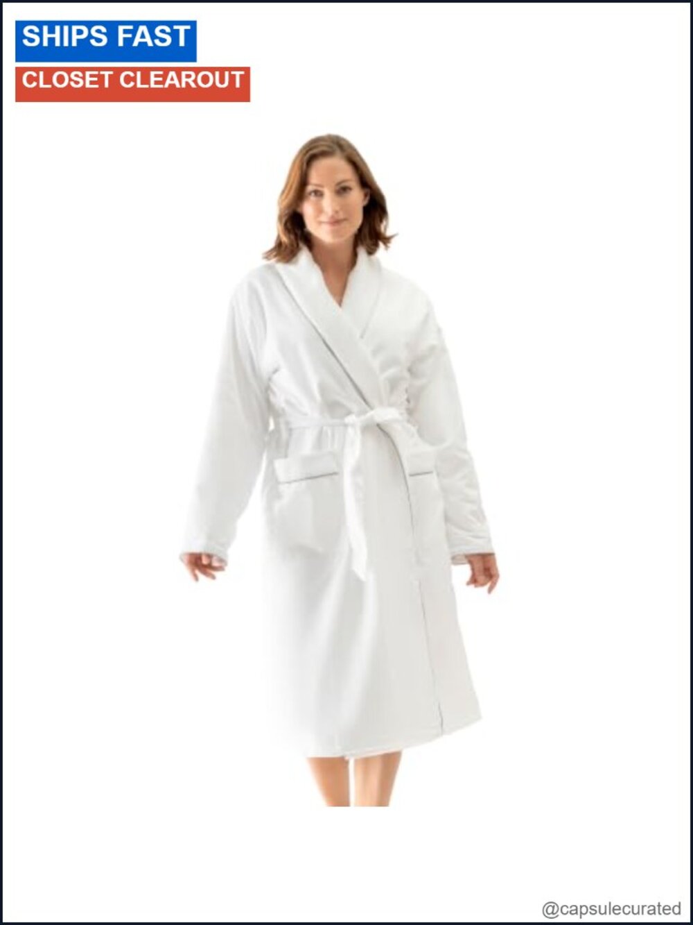 FluffCo Luxury Hotel Bath Robe Resort Quality Side Pockets Waist Tie